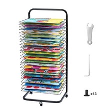 Uimoso Art Drying Rack 25 Removable Shelves Paint Drying Rack With Wheels Black
