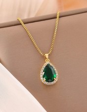Gold Emerald & Cubic Zirconia