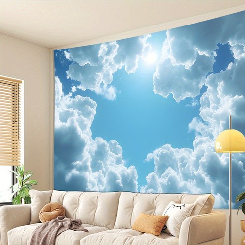 Clouds blue sky tapestry - 3d,