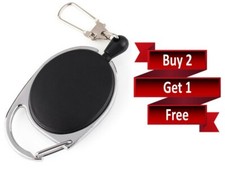 Nylon Rope Pull Ring Retractable Key Chain Recoil Keyring Heavy Duty Steel New