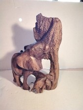 VINTAGE WOODEN ELEPHANT & CALF