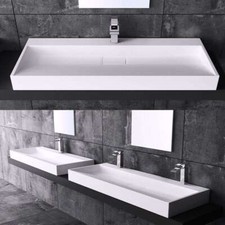 Durovin Bathroom Wash Basin Stone Resin Counter Top Wall Hung Range 500-1200mm