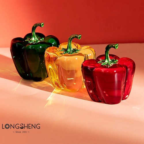 Crystal glass pepper ornament - crystal,