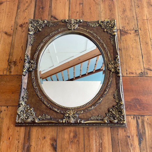 Large gold wall mirror - gold, oval