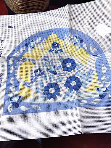 Floral teapot needlepoint - floral,