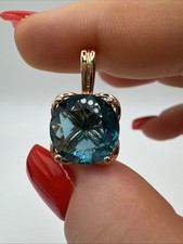 London Blue Topaz Pendant 14ct Rolled Rose Gold/ Gold Filled Hallmarked 585RG