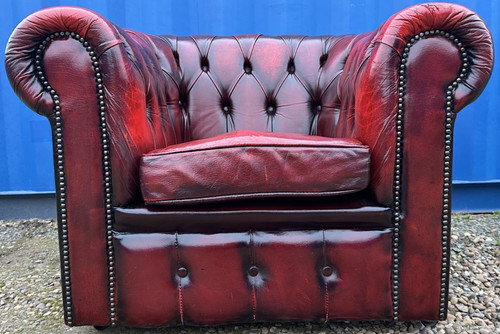 Oxblood leather chesterfield - leather,