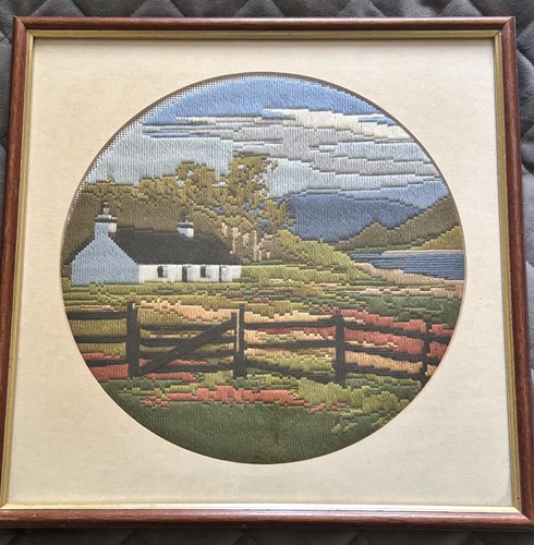 Vintage framed needlepoint - vintage,