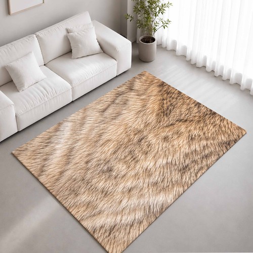 Rabbit fur print rug bedroom - fur,