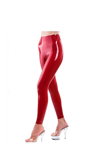 Women red latex leggings - women's,