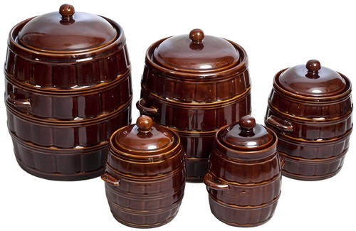 Stoneware barrel crock - crock, pot
