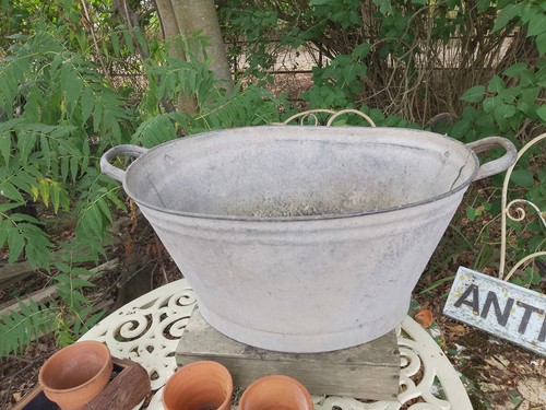 Vintage galvanised wash - wash, tub