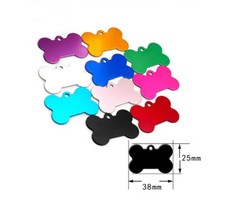 Personalised Dog Name Tag Split Ring Bone Shape Engraved Double Sided Both Sides