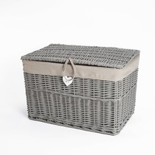 Painted Wicker Trunk Baby Nursery Toys Blanket Storage Chest Basket Box