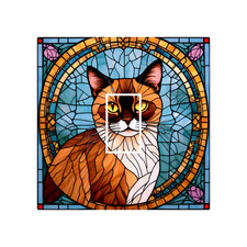 Burmese Cat Kitten Stained Glass Opaque Light Switch Cover Vinyl Sticker 84x84mm