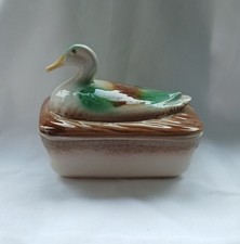 1970s Vintage Mallard Pate Or Butter Dish In Glazed Stoneware