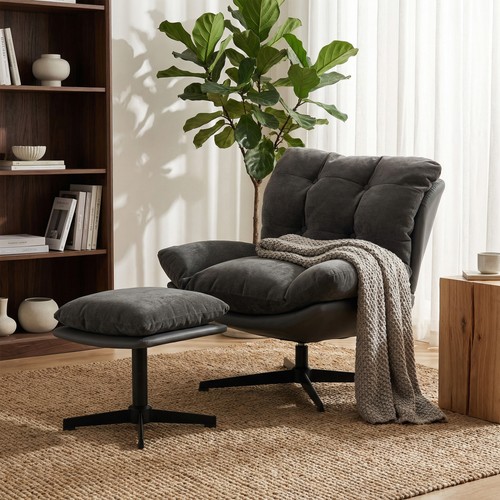 Accent chair with - accent, footstool