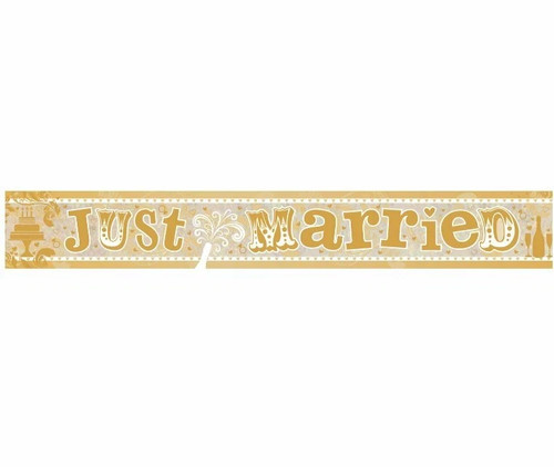 Just married gold foil banner - married,