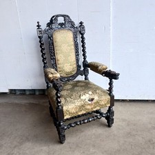 Victorian oak barley twist armchair