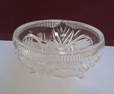 Cut Glass Rose Bowl With Three Legs