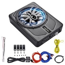 Slim Under-Seat Subwoofer 10" Speaker: 1200W Powered Car Truck Sub w/ Amp Kit