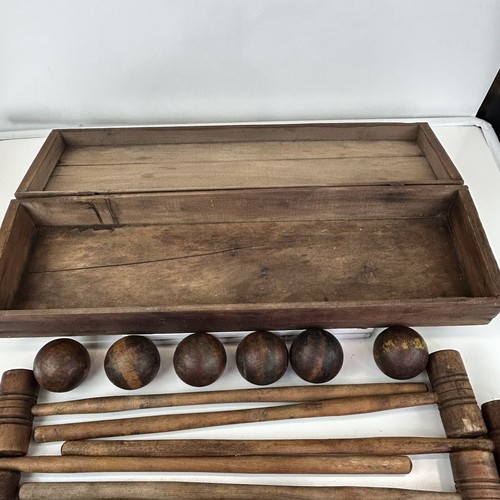 Antique croquet set wooden - croquet, &