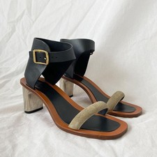 Celine leather & suede block pumps, 40.5