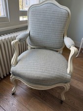 Antique French Armchair Louis XV, duck egg blue, reupholstered, great condition