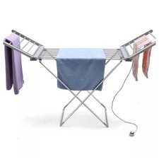 ELECTRIC CLOTHES AIRER INDOOR DRYER LAUNDRY RACK HEATED WINGED FOLDING RAIL UK