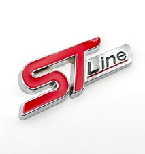 ST Line Silver Red Metal Rear Boot Badge For Ford Focus Mondeo Fiesta Puma Kuga