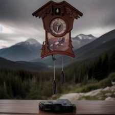 Beautiful Bradford Exchange Eagle Art Cuckoo Clock Working but needs alittle TLC