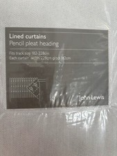 John Lewis Lined Sloane Putty Pencil Pleat Heading Curtains ,182-228cm,BNWB