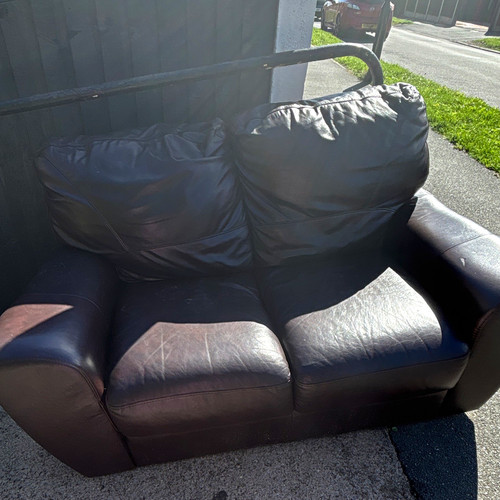 Brown leather seater sofa - leather,