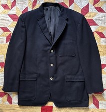 Vintage 40s 50s All Wool Cricket Blazer Sport Coat Size 44 Black Formalwear