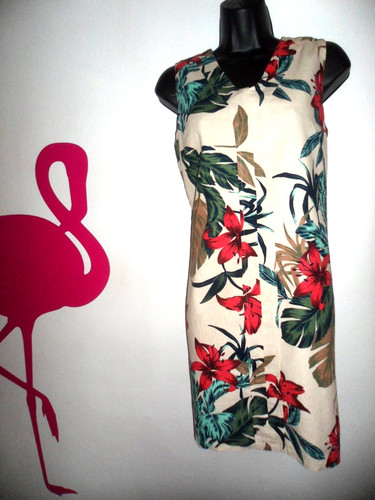 Peacocks beige linen tropical - peacocks,