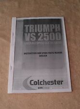 Colchester Triumph VS2500 Lathe Spare Parts List  (Worldwide PDF download link)