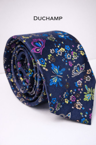 Duchamp london silk tie navy - london,