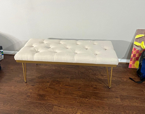 Tufted upholstered bench beige - bench,