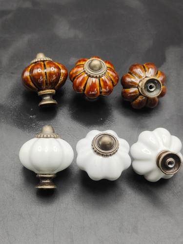 Brown white ceramic - white, pumpkin