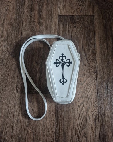 Gothic white coffin - white, crossbody