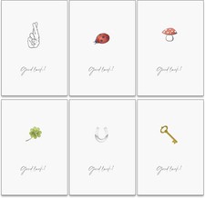 12 Good Luck Cards - 6 Designs