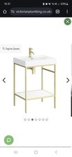 Victorian PLUMBING Arrezzo 600mm Washstand And Basin In Brushed BRASS