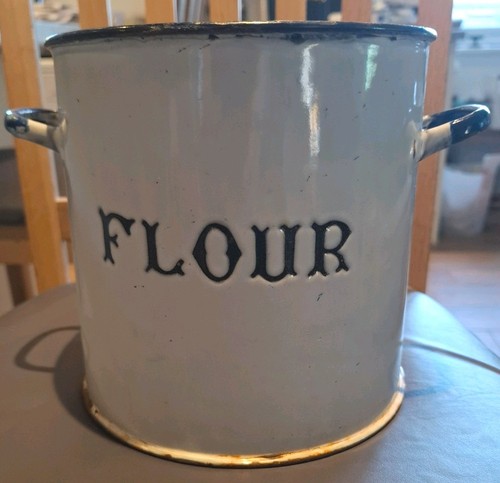 Vintage enamel flour - vintage, bin