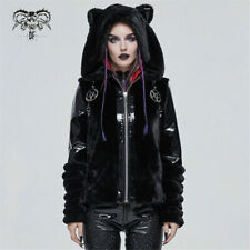 Devil Fashion Punk Ladies Casual Hooded Plush Jacket Motorcycle  Rock Short Coat