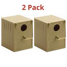 2 x Budgie Nest Boxes Plastic With Perch & Hooks To Front & Rear Aviary / Cages