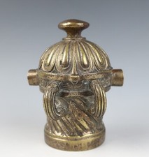 Antique Bronze Fire Hydrant Hitching Post Paperweight Fireman Truck Fighting