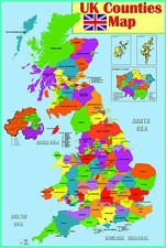 A2 Size UK Counties Map