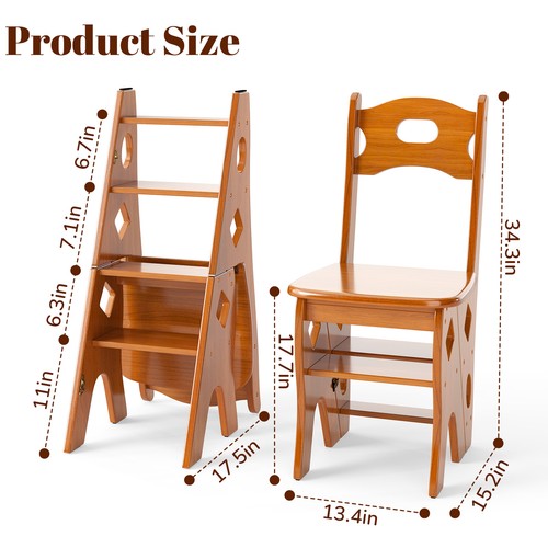 Folding wooden ladder chair - wooden,