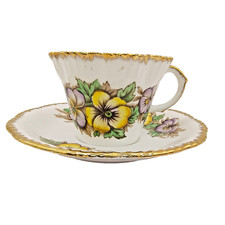 Vintage Salisbury Tea Cup and Saucer Pansies Fine Bone China Made in England