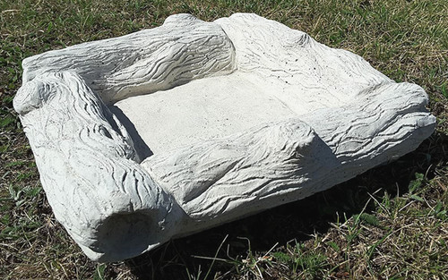Square stone log bird bath - stone,